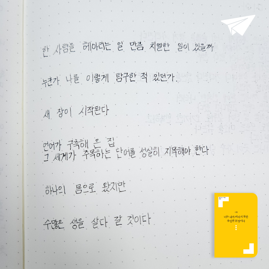 새봄새봄님의 너는 내가 버리지 못한 유일한 문장이다 게시물 이미지